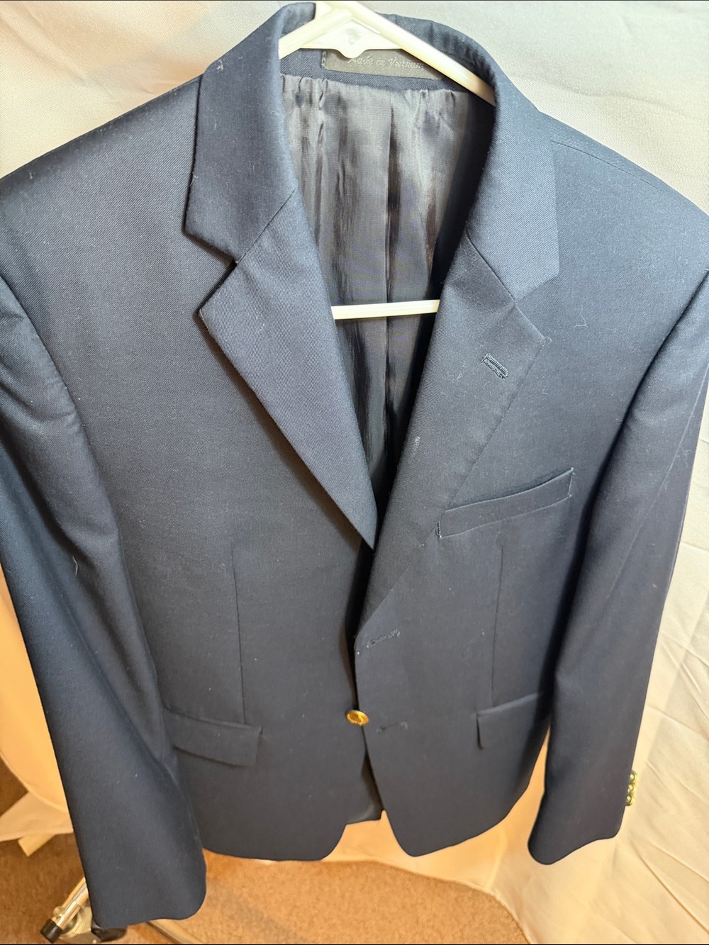 Chaps Dark Navy Two-Button Sport Coat with Notch Lapels